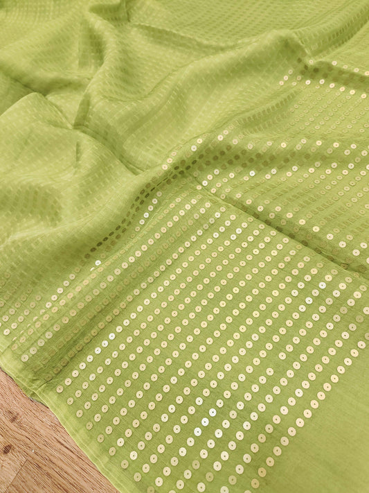 Handwoven Bengal Resham Silk Saree with Sequin Border & Pallu