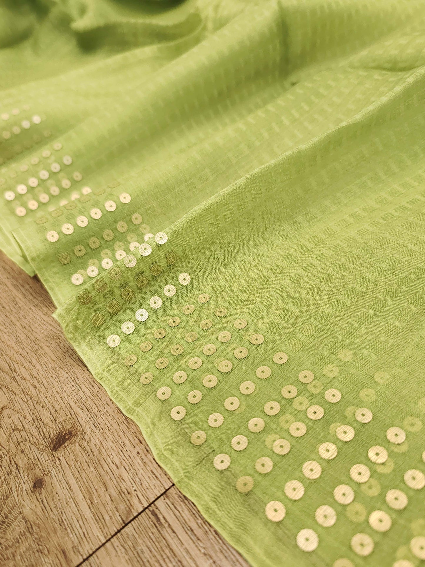 Handwoven Bengal Resham Silk Saree with Sequin Border & Pallu