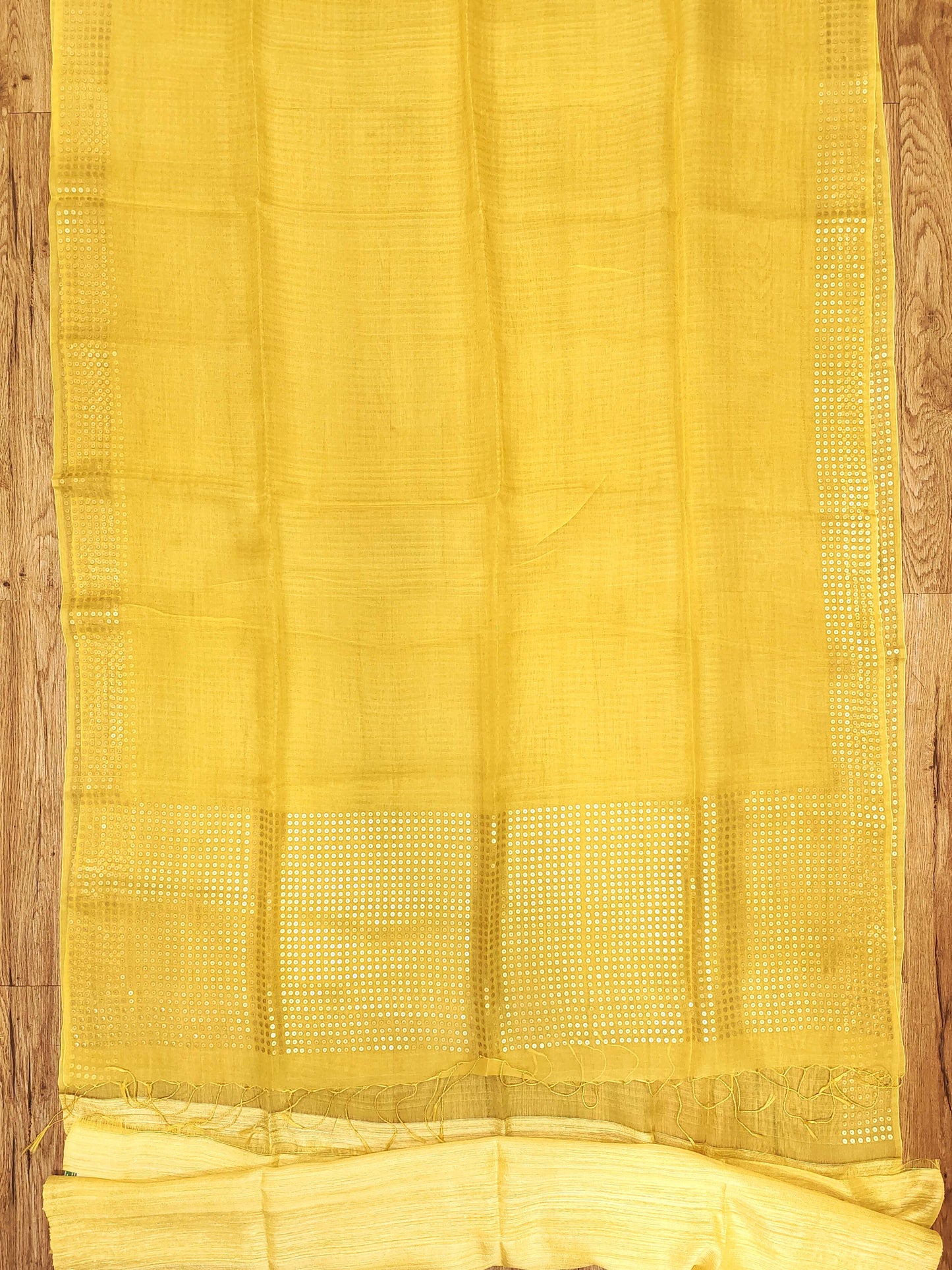 Handwoven Bengal Resham Silk Saree with Sequin Border & Pallu