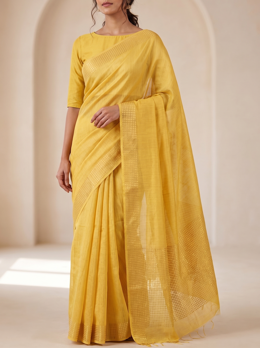 Handwoven Bengal Resham Silk Saree with Sequin Border & Pallu
