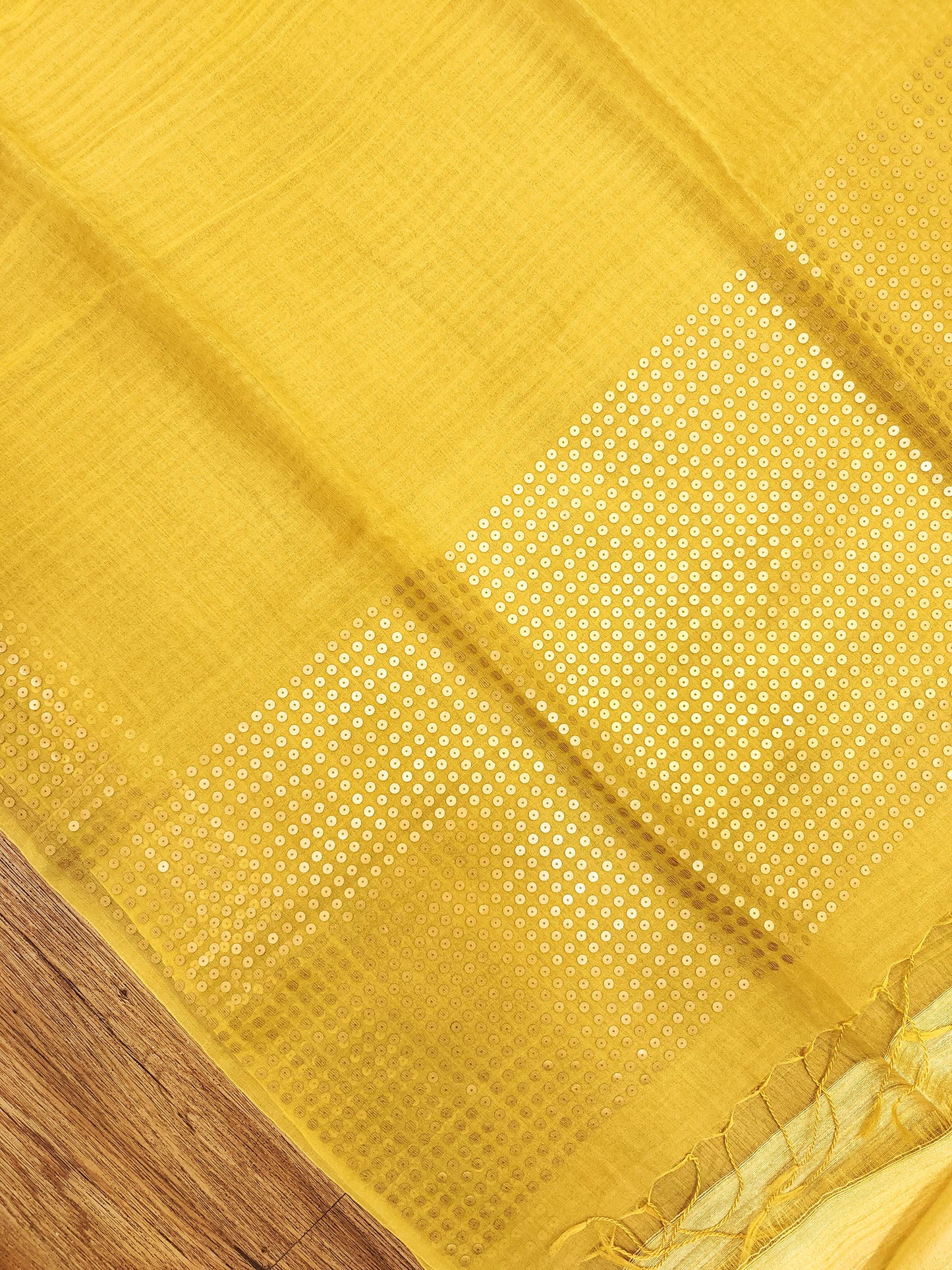 Handwoven Bengal Resham Silk Saree with Sequin Border & Pallu