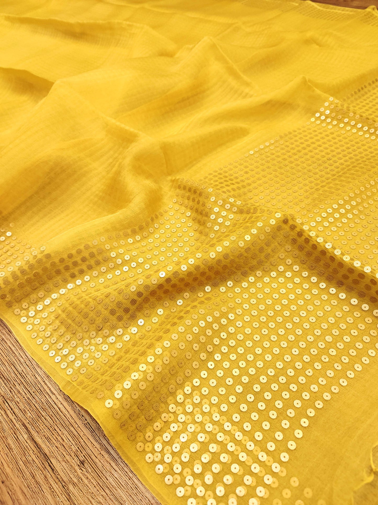 Handwoven Bengal Resham Silk Saree with Sequin Border & Pallu