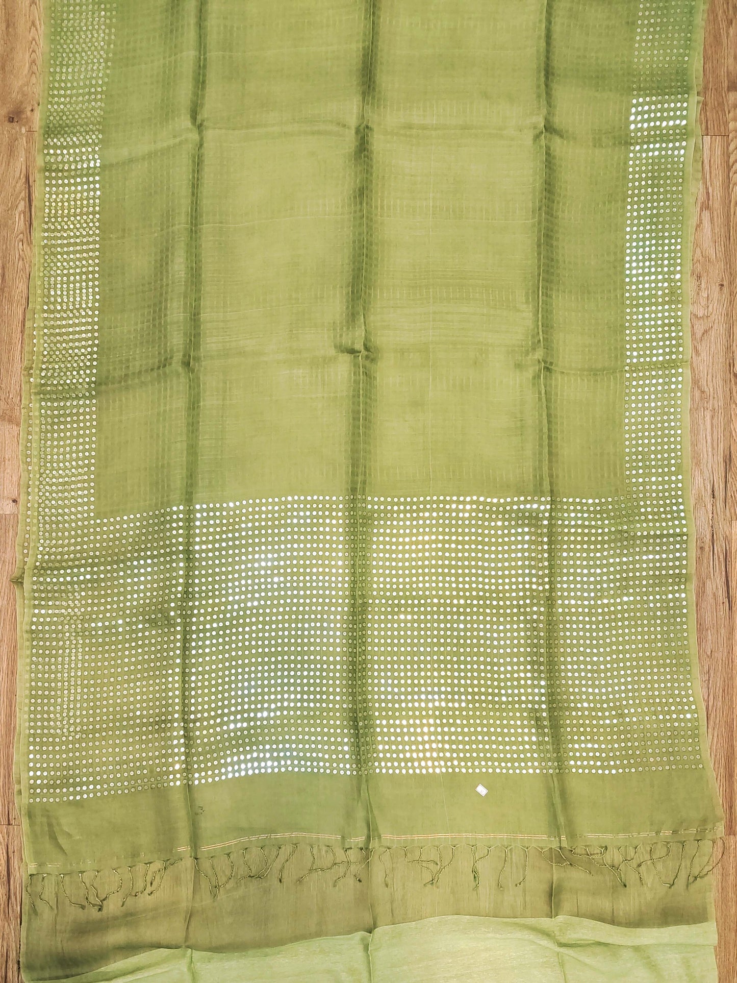 Handwoven Bengal Resham Silk Saree with Sequin Border & Pallu