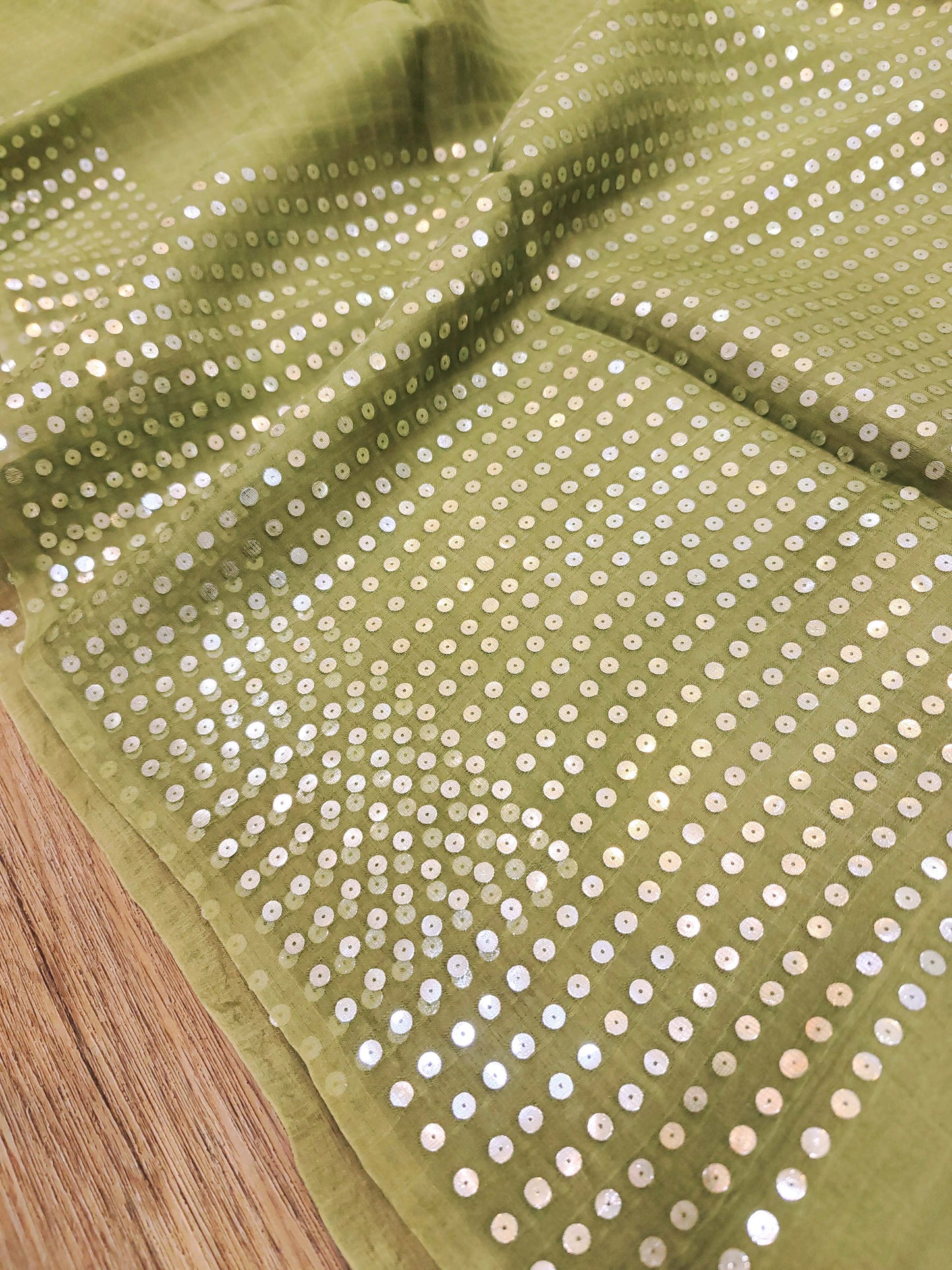 Handwoven Bengal Resham Silk Saree with Sequin Border & Pallu