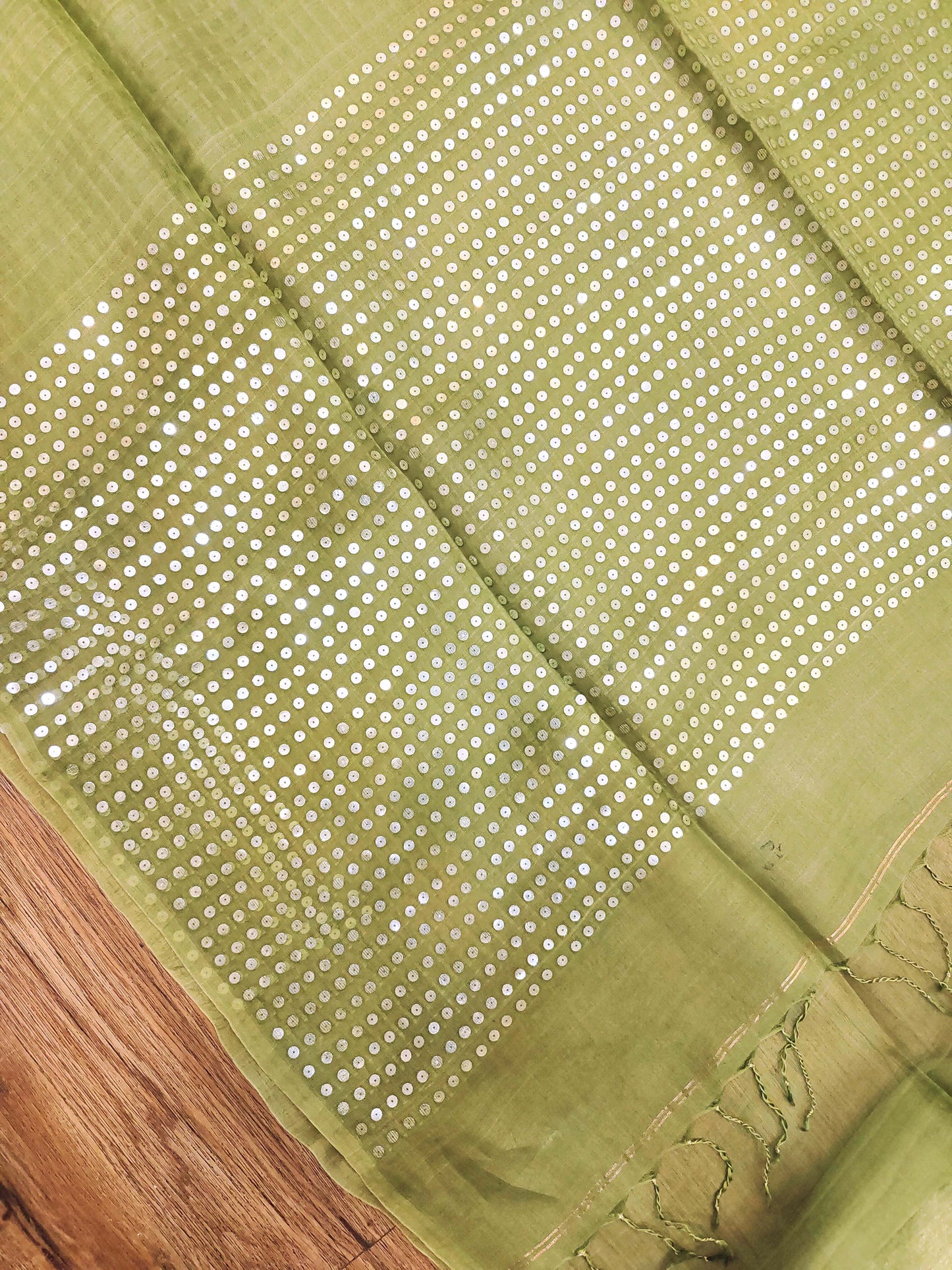 Handwoven Bengal Resham Silk Saree with Sequin Border & Pallu
