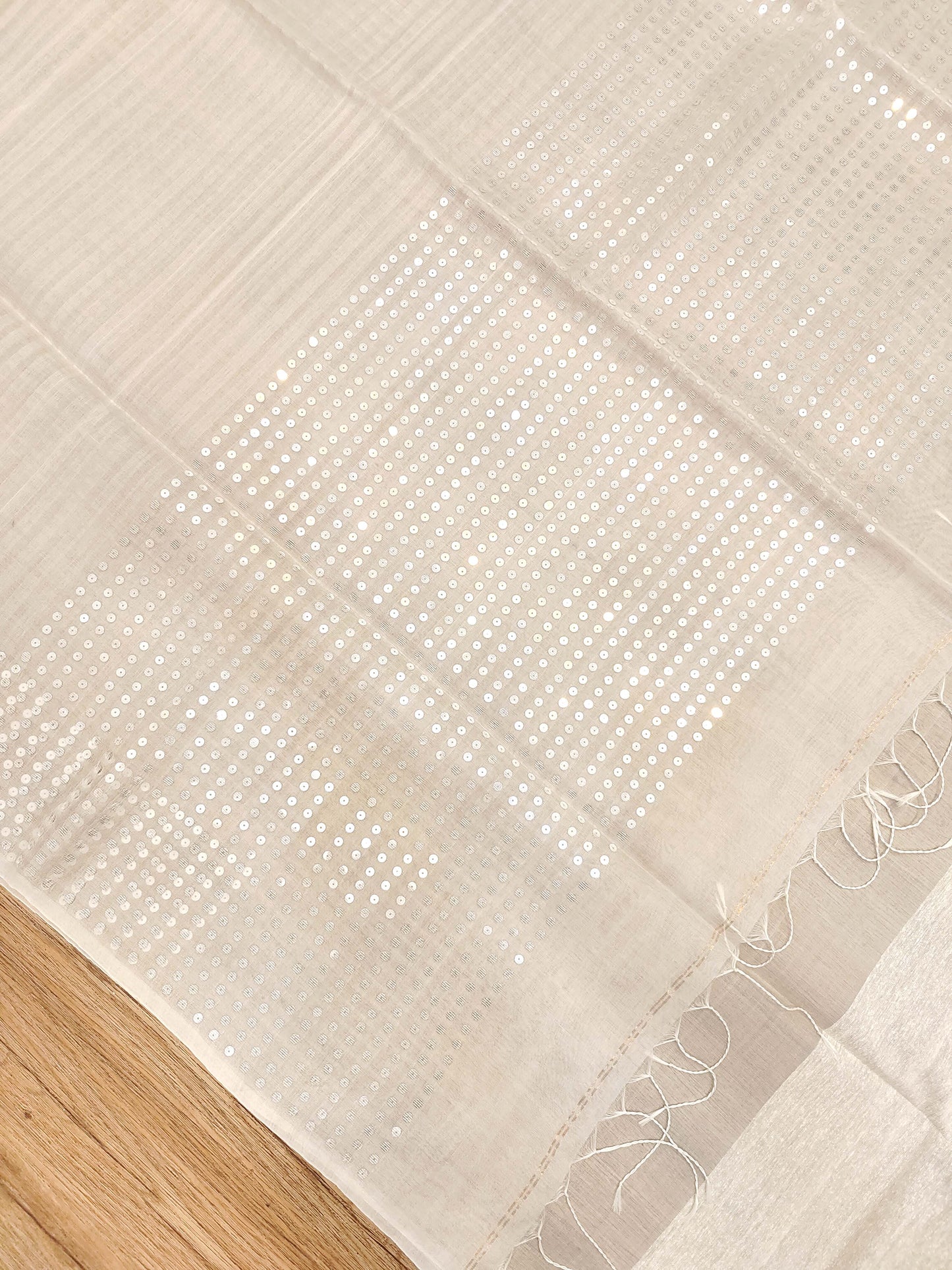 Handwoven Bengal Resham Silk Saree with Sequin Border & Pallu
