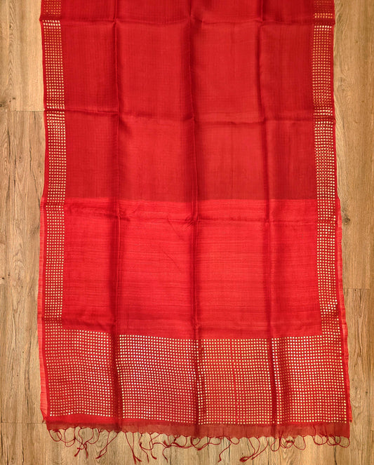 Handwoven Bengal Resham Silk Saree with Sequin Border & Pallu