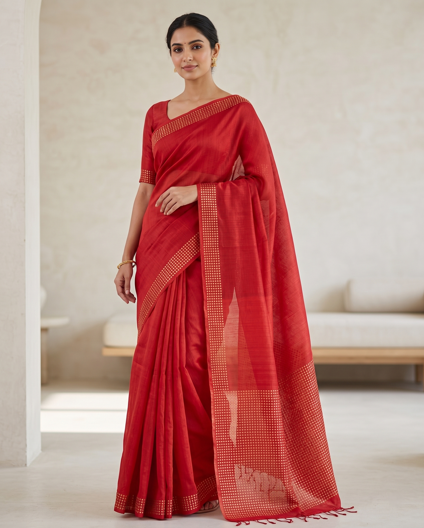 Handwoven Bengal Resham Silk Saree with Sequin Border & Pallu