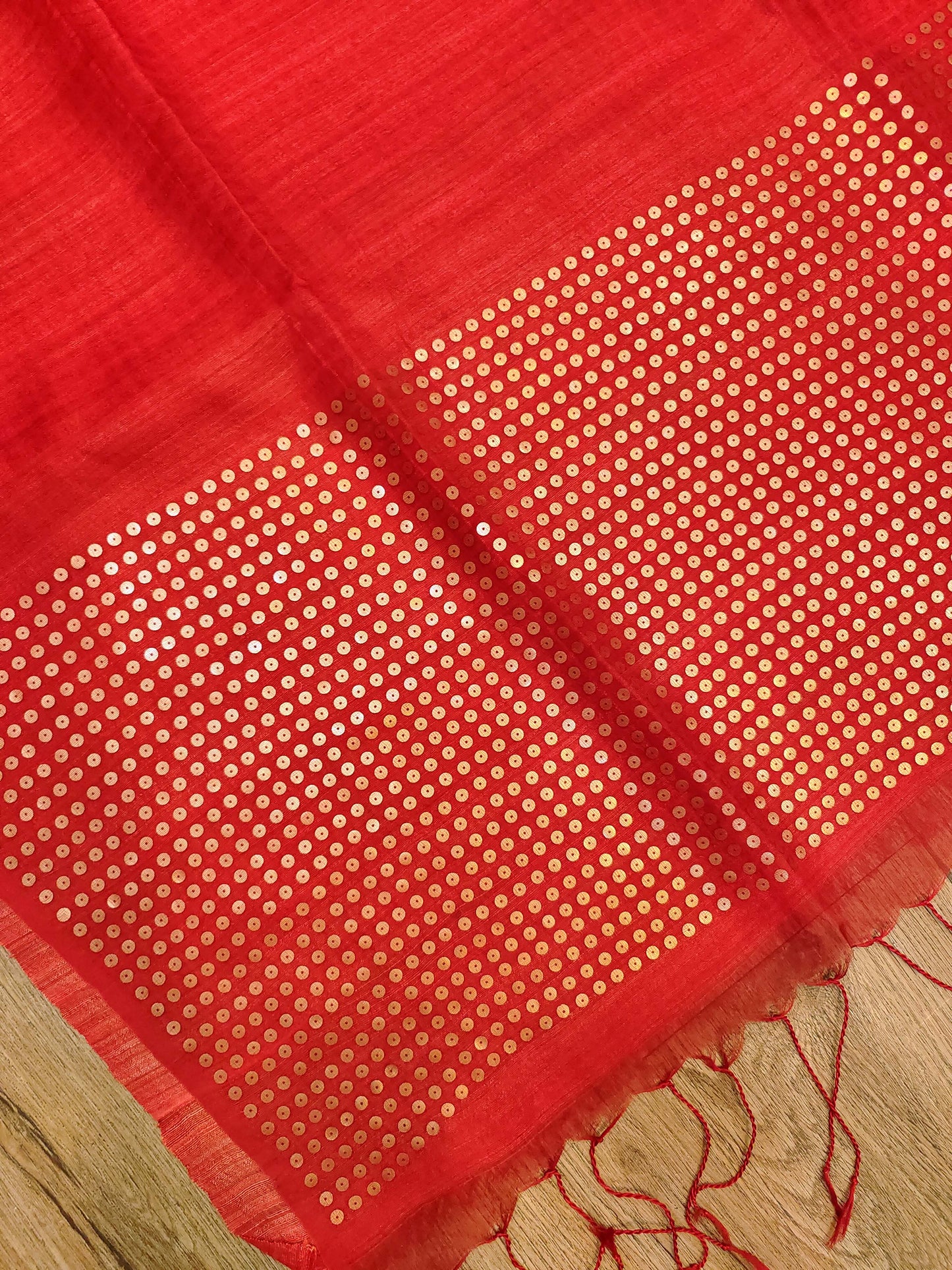 Handwoven Bengal Resham Silk Saree with Sequin Border & Pallu