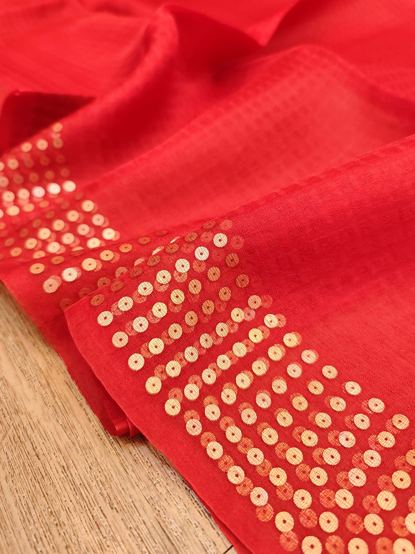 Handwoven Bengal Resham Silk Saree with Sequin Border & Pallu