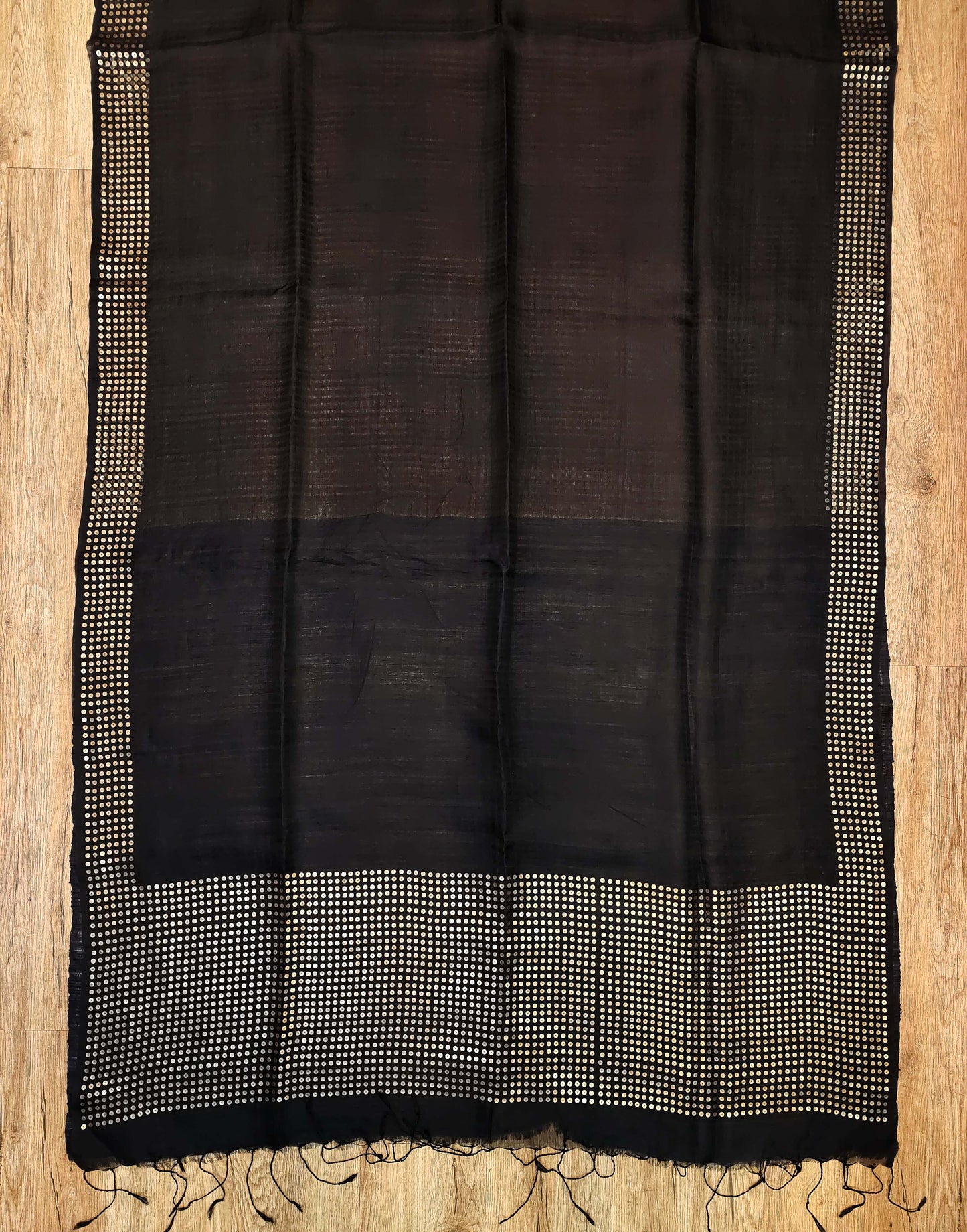 Handwoven Bengal Resham Silk Saree with Sequin Border & Pallu