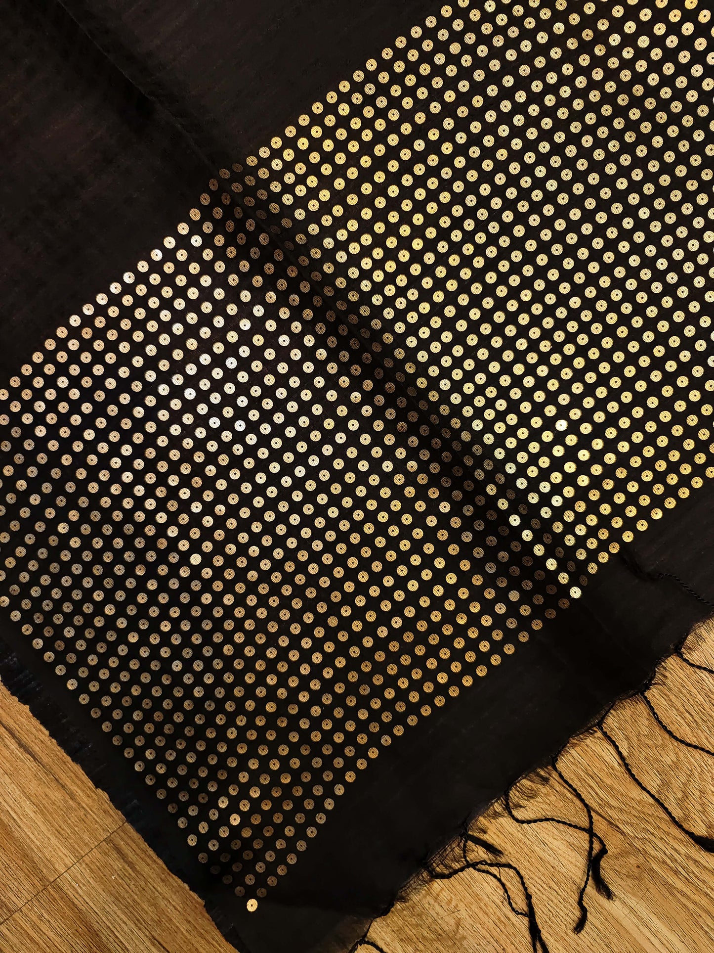 Handwoven Bengal Resham Silk Saree with Sequin Border & Pallu