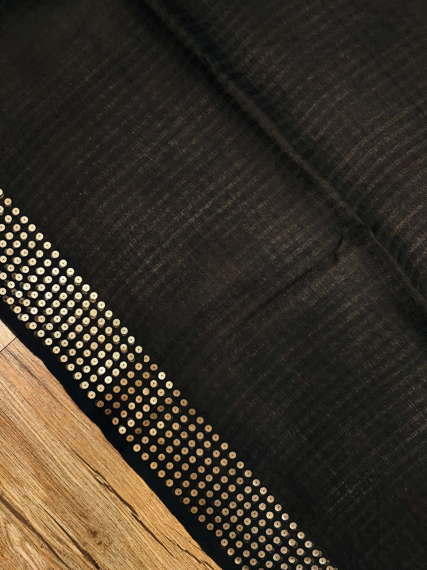 Handwoven Bengal Resham Silk Saree with Sequin Border & Pallu