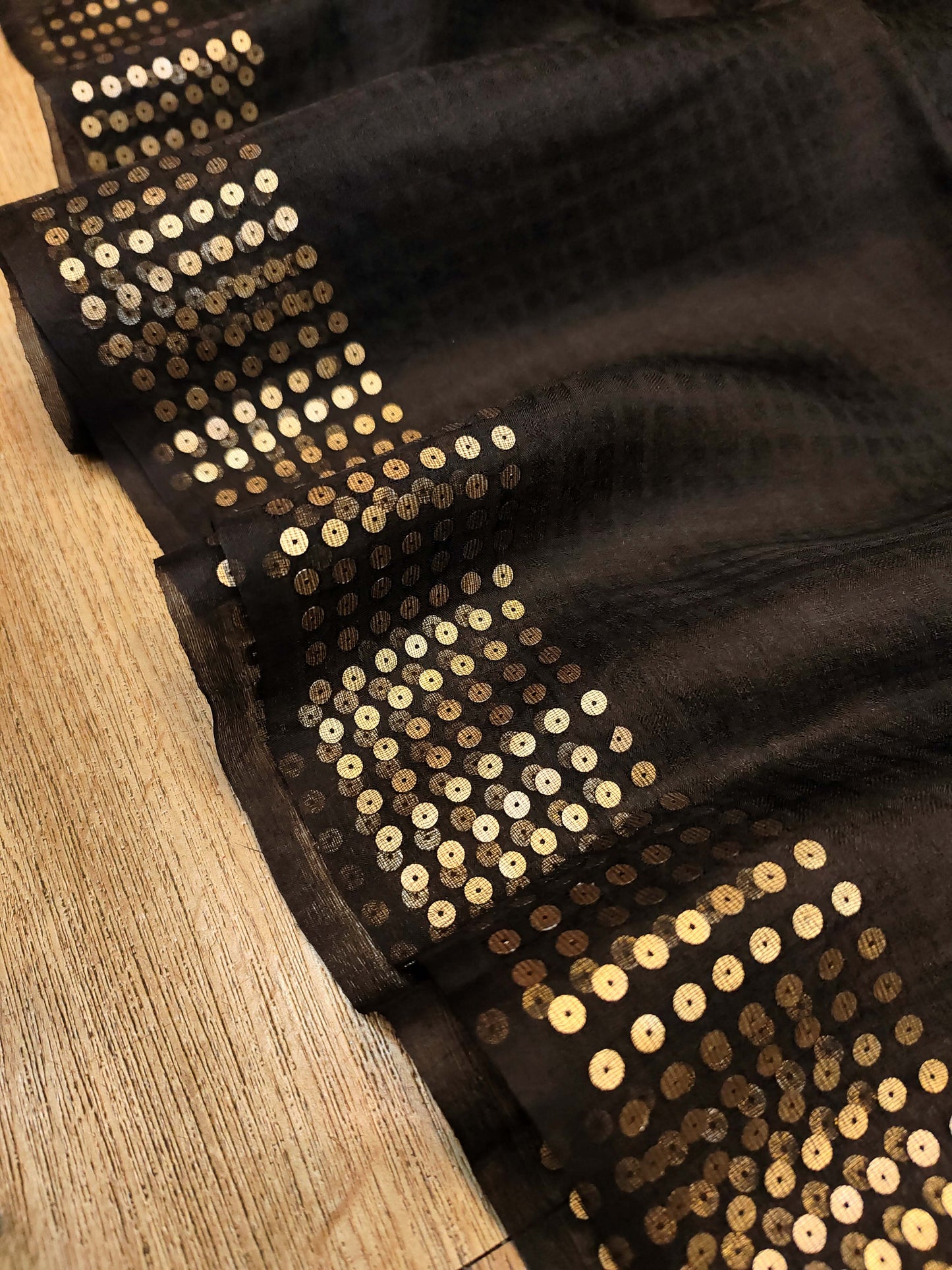 Handwoven Bengal Resham Silk Saree with Sequin Border & Pallu