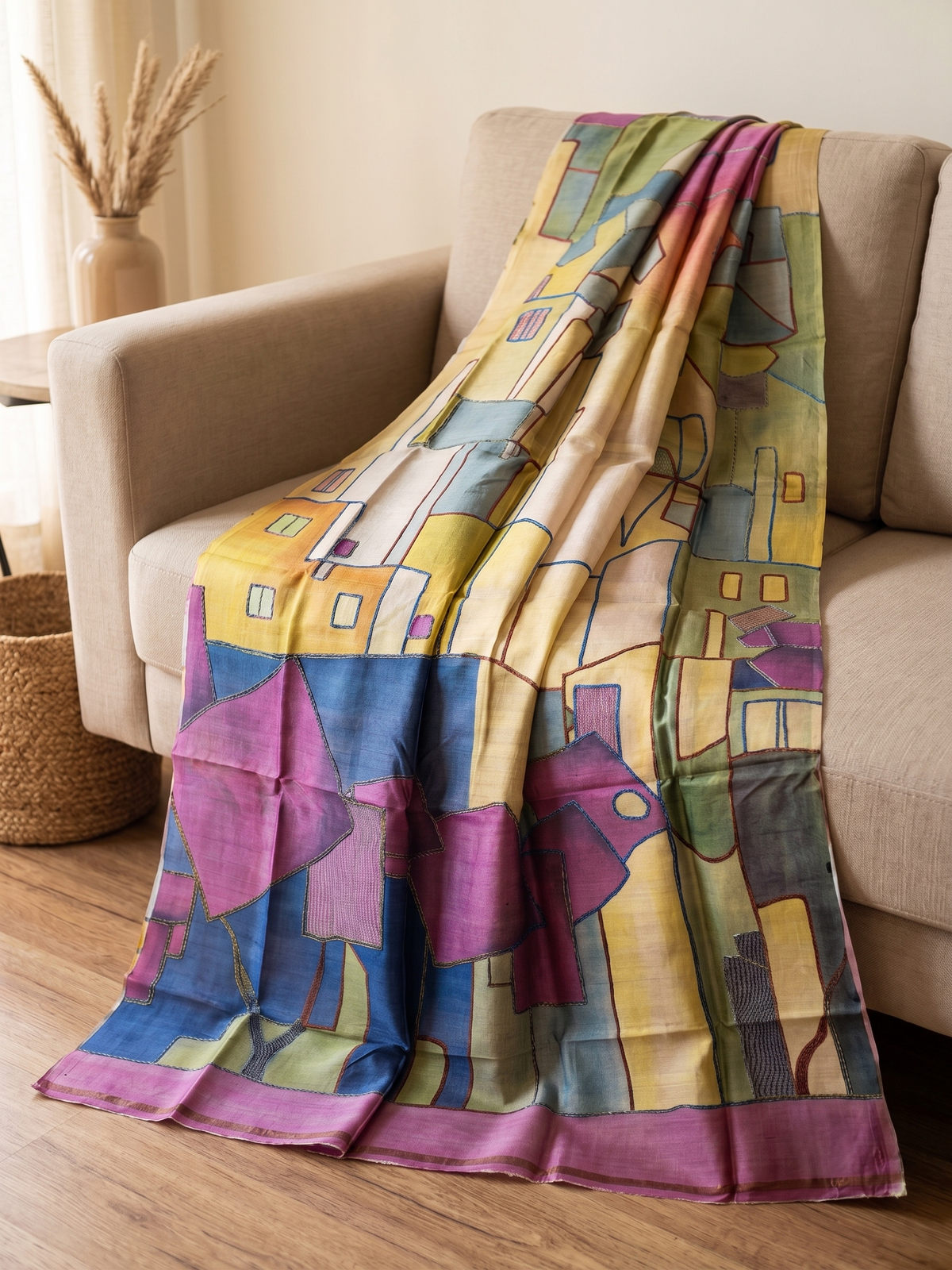 Kantha Chitra Tussar Saree