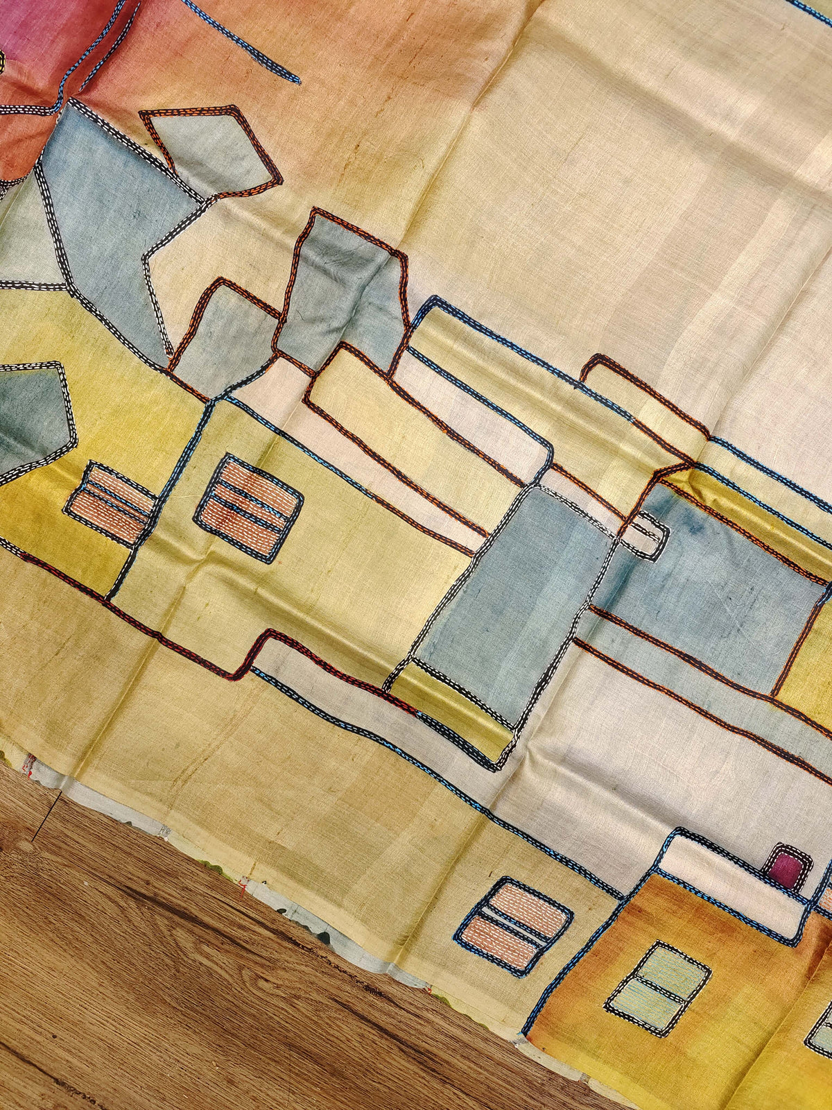 Kantha Chitra Tussar Saree
