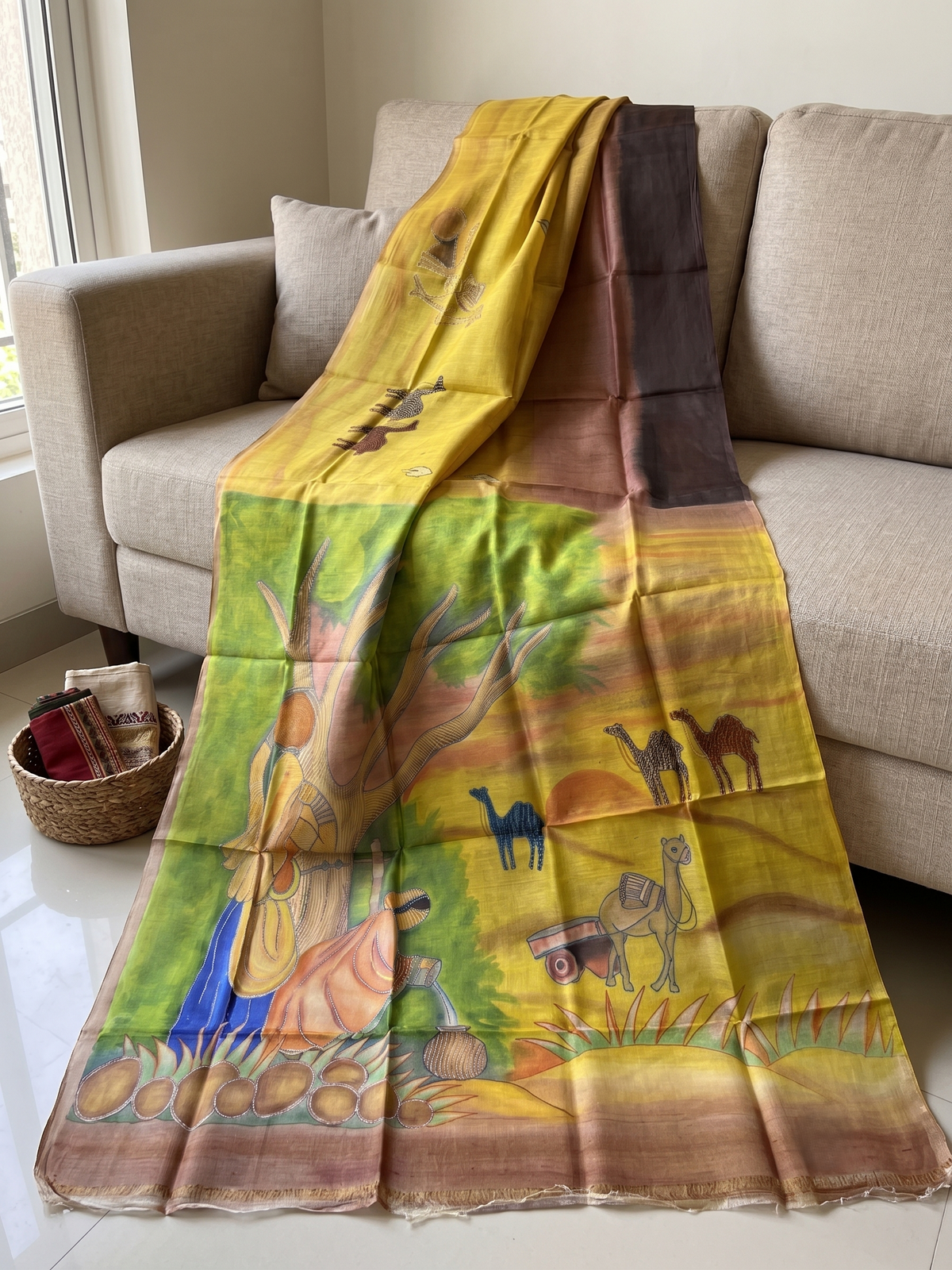 Kantha Chitra Tussar Saree