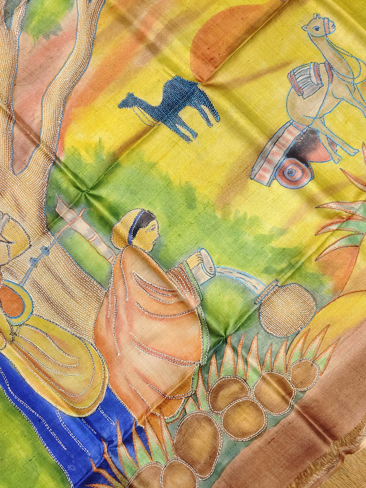 Kantha Chitra Tussar Saree