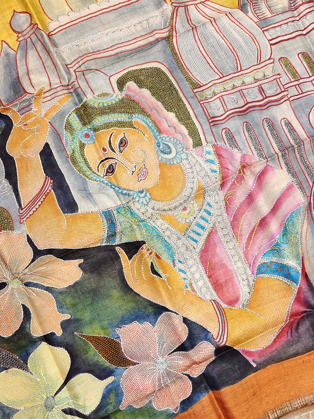 Kantha Chitra Tussar Saree