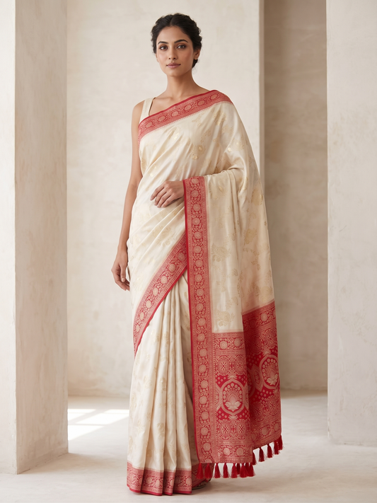 Gulab Jaal Semi-Silk Saree