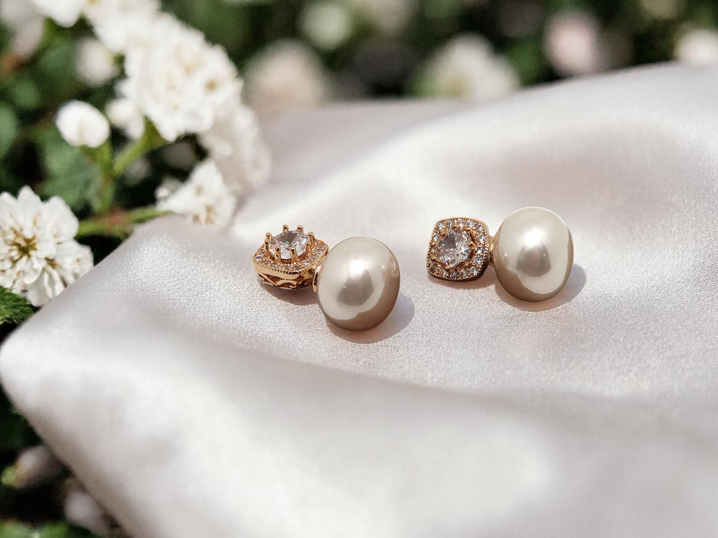Pearl Halo Studs