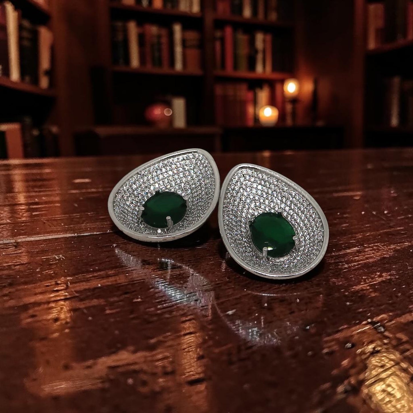 Emerald Halo Studs