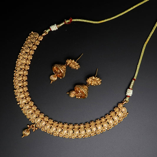 Antique Temple Floral Necklace Set