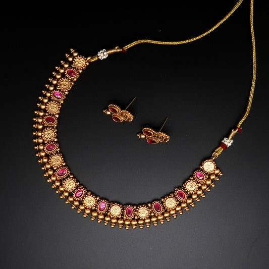 Traditional Temple Stone Necklace Set