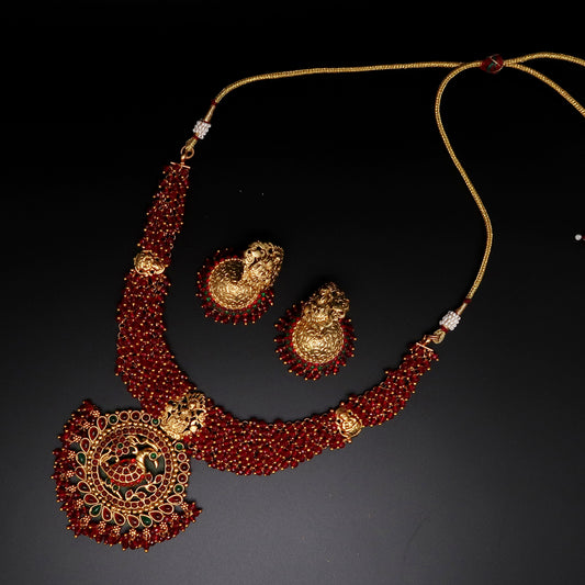 Antique Temple Peacock Pendant Necklace Set