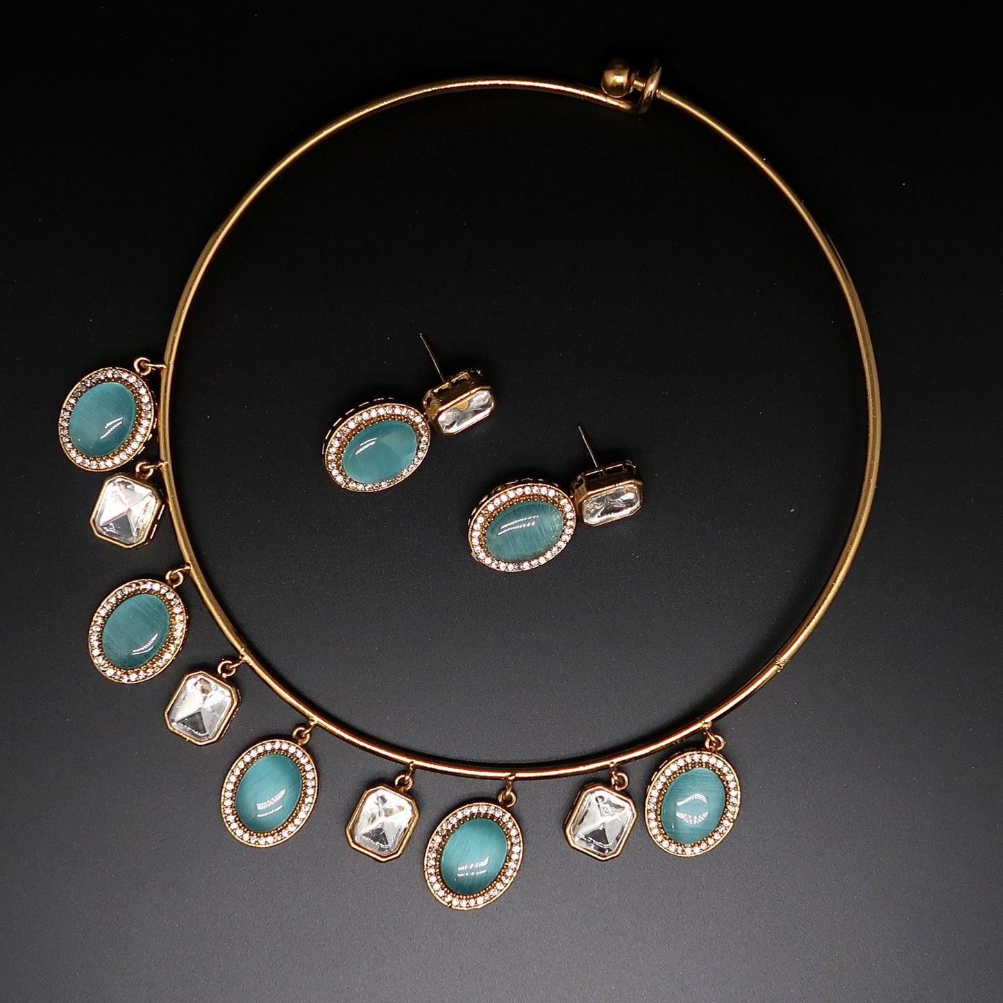 Rajasthani Aqua Stone Necklace Set