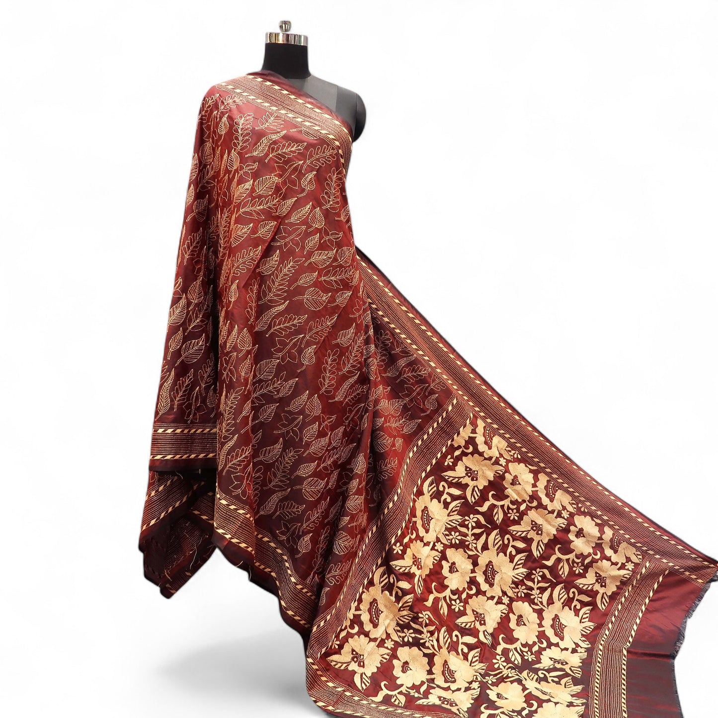 Traditional Bengal Kantha Embroidery Saree