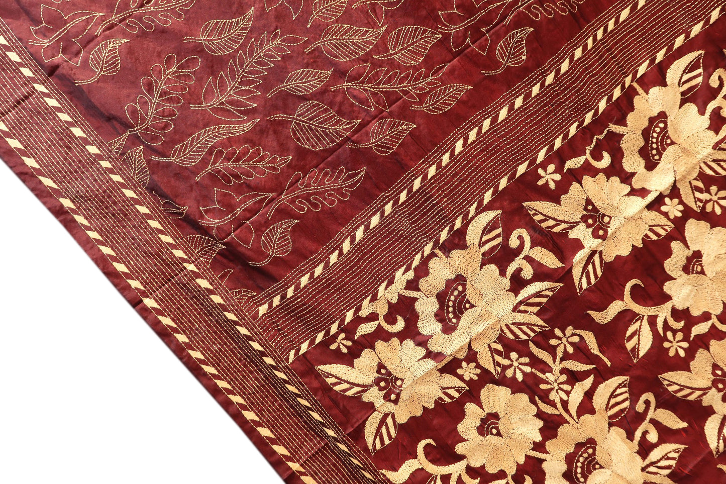 Traditional Bengal Kantha Embroidery Saree