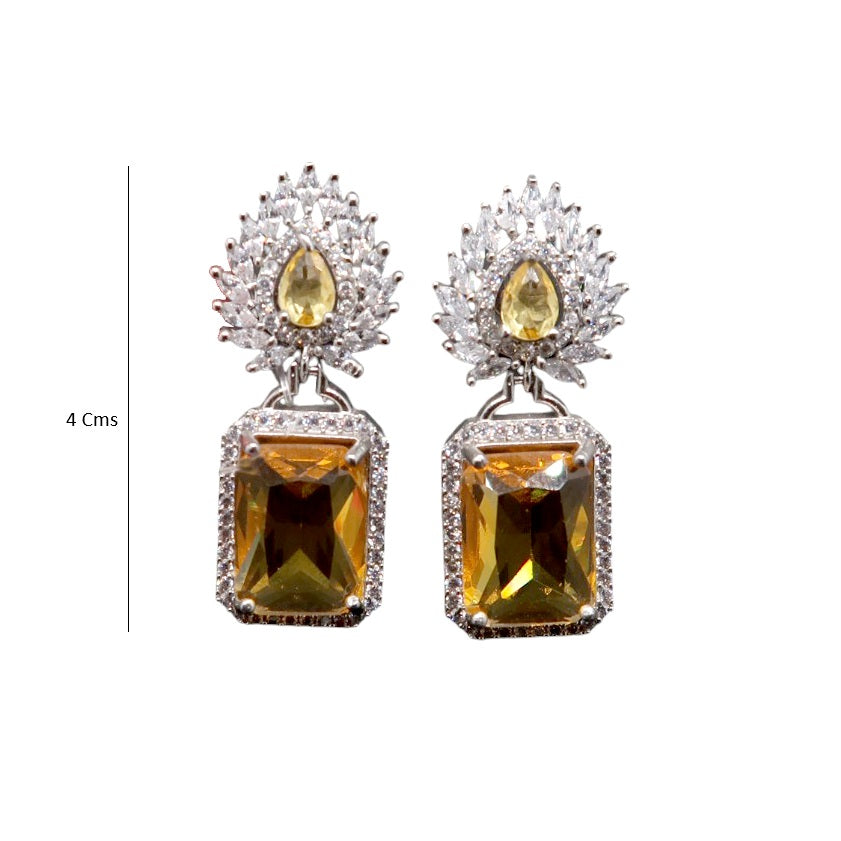 Elegant Yellow Crystal Statement Earrings
