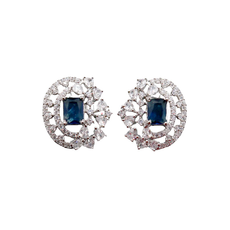 Oceanic Spark Blue Crystal CZ Studs