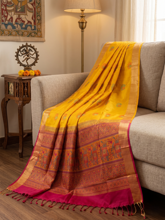 Pure Kovai Silk Saree with Elephant Motif Pallu