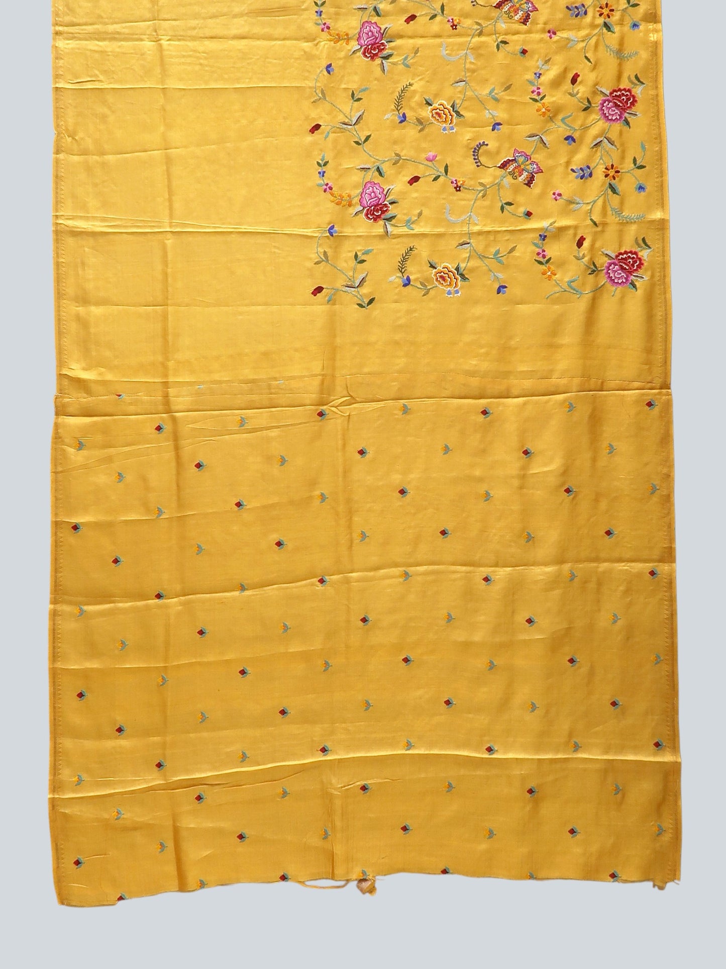 Pure  Tussar Silk Saree with All-Over Cross-Stitch Embroidery