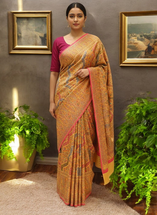 Kani-Inspired Banarasi Silk Saree with Multicolor Weave