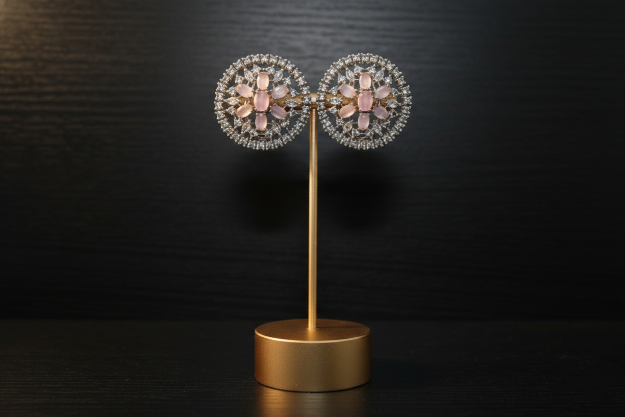 Blush Halo Studs