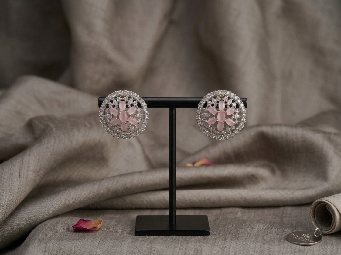 Blush Halo Studs