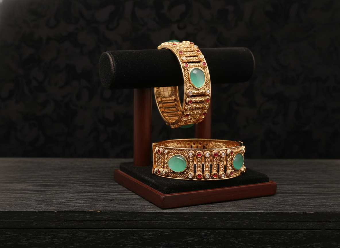 Royal Emerald & Kundan Statement Bangle