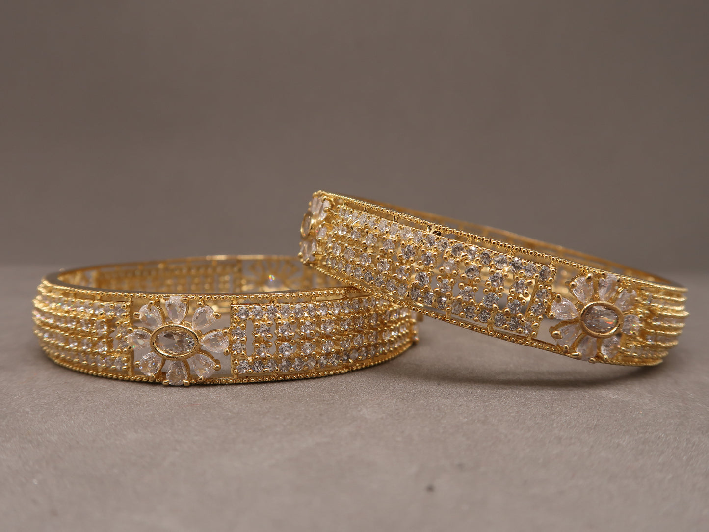 Floral Crystal Gold Bracelet