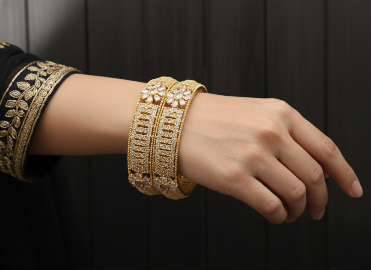 Floral Crystal Gold Bracelet