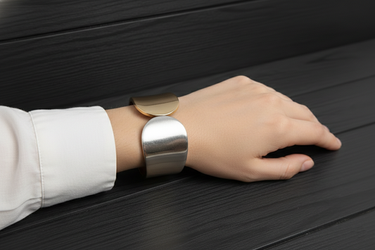 Dual Tone Modern Cuff Bracelet