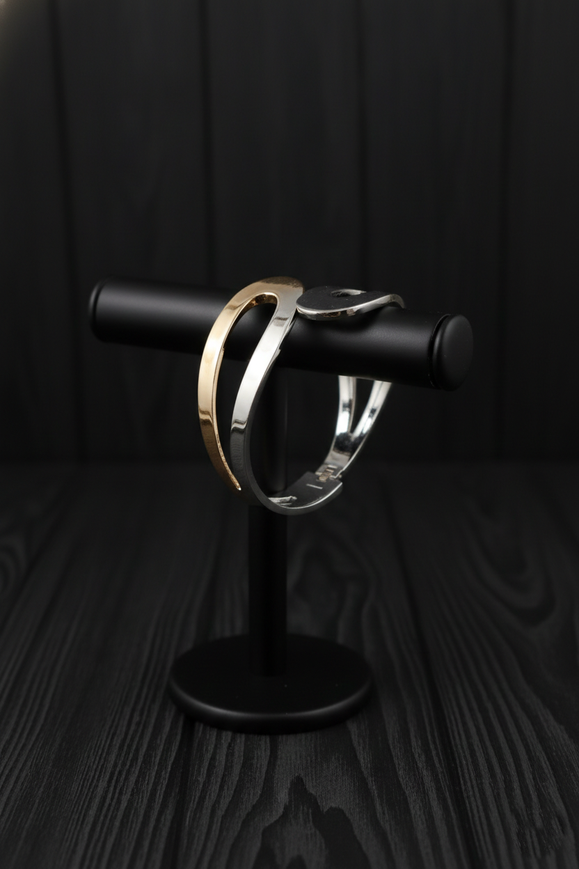 Interlocked Curve Dual Tone Bracelet