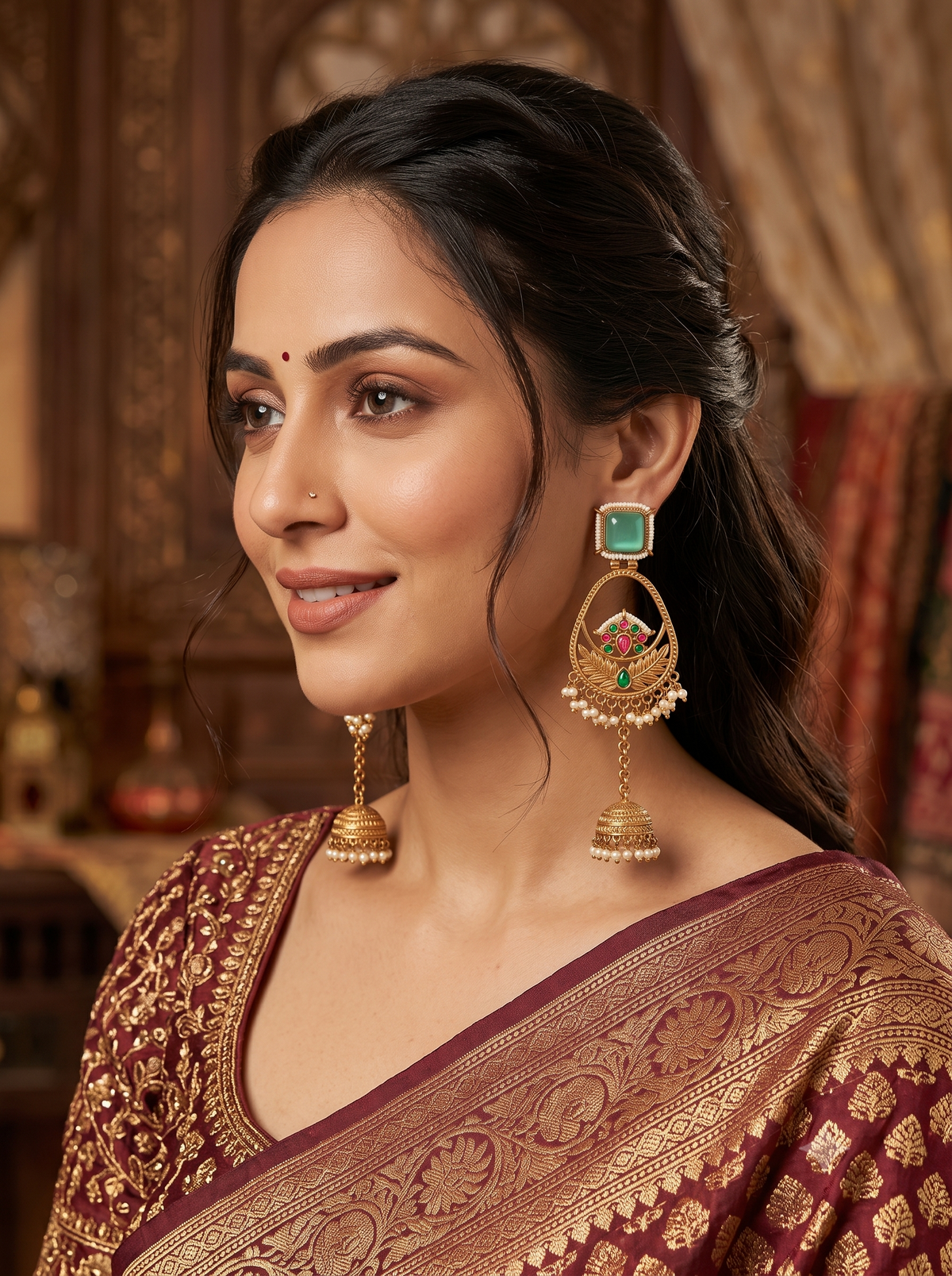 Emerald Gul Kashmiri Jhumka