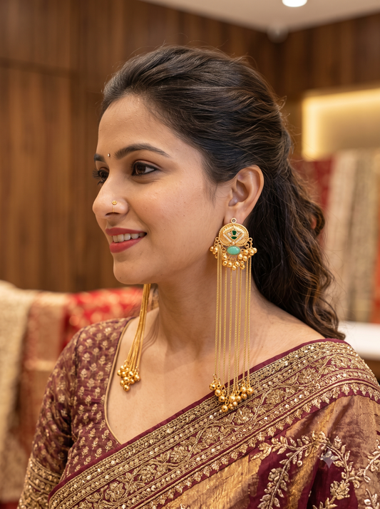 Kashmiri Noor Long Drop Earrings