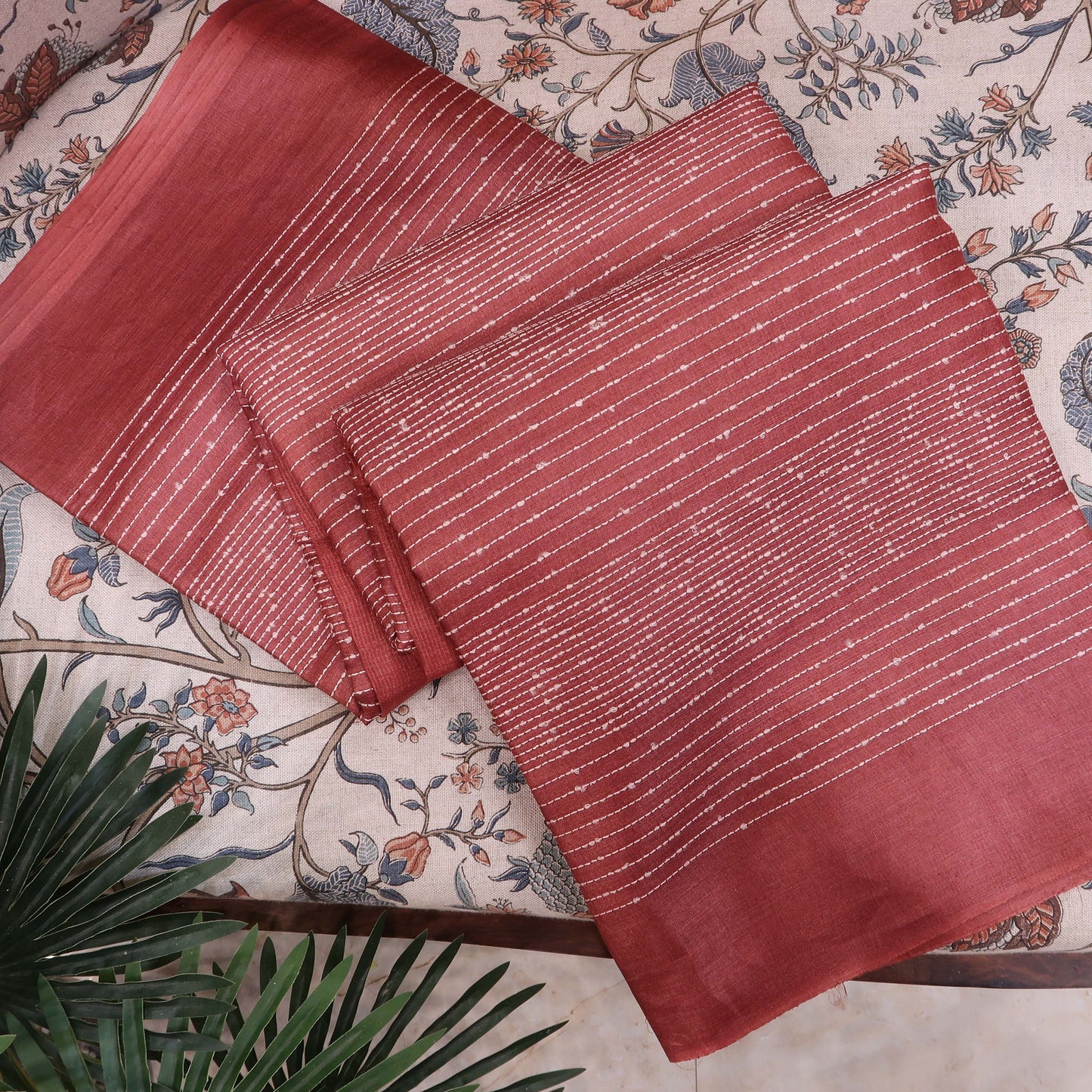 Tussar Silk Saree with All-Over Resham Stripe Weave