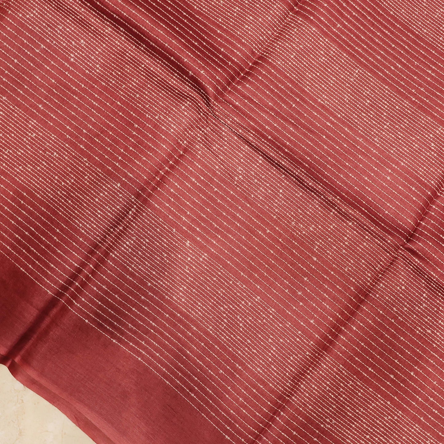Tussar Silk Saree with All-Over Resham Stripe Weave